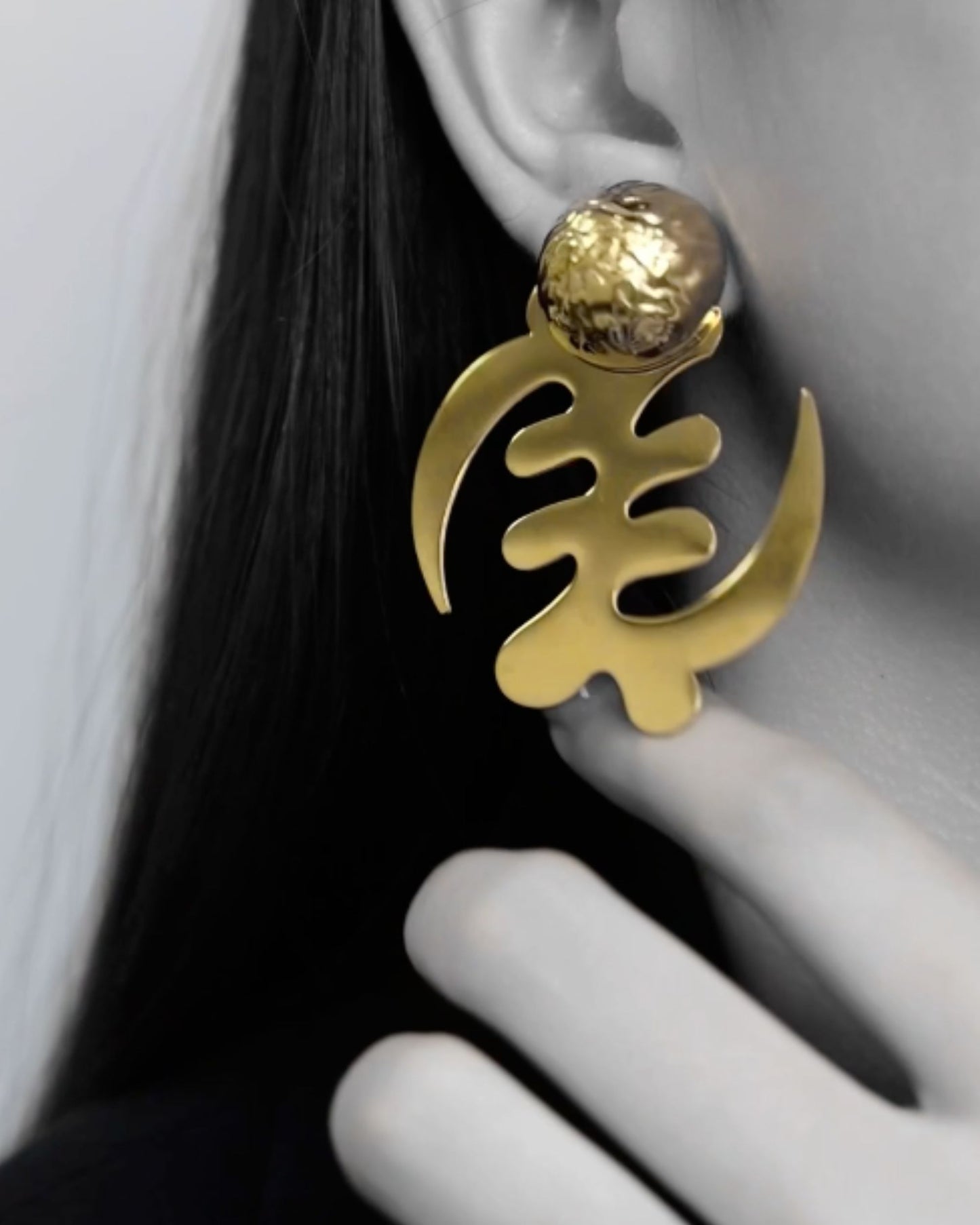 Gye Nyame Earrings - Textured Detail